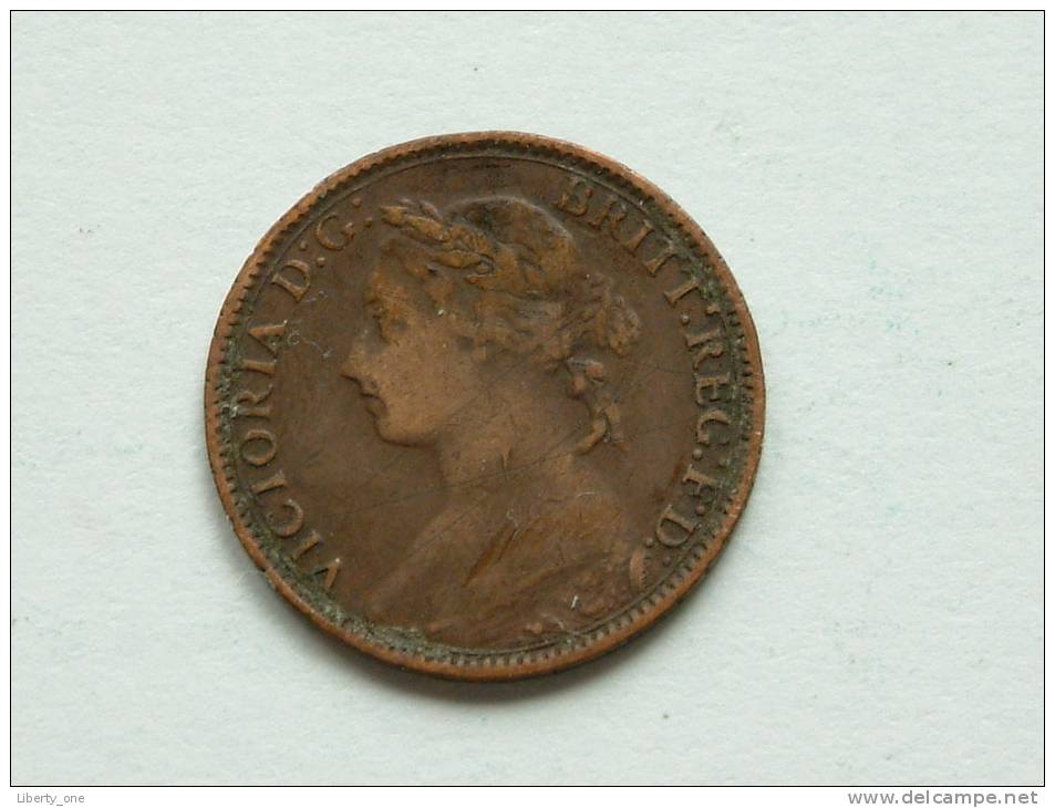 1892 - Farthing / KM 753 ( Uncleaned - For Grade, Please See Photo ) ! - B. 1 Farthing