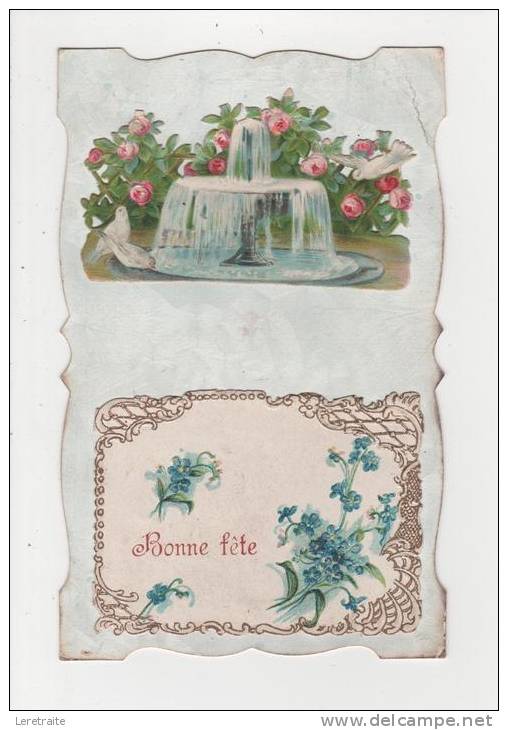 - Carte Postale Avec Découpi, "bonne Fête Et Fontaine Fleurie" - Autres & Non Classés