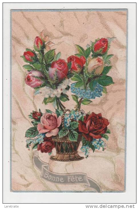 - Carte Postale Avec Découpi, "bouquet De Fleurs" Bonne Fête - Other & Unclassified