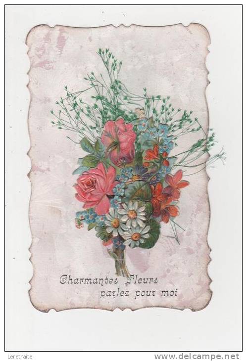 - Carte Postale Avec Découpi, "bouquet De Fleurs" Charmantes Fleurs, Parlez Our Moi. - Other & Unclassified