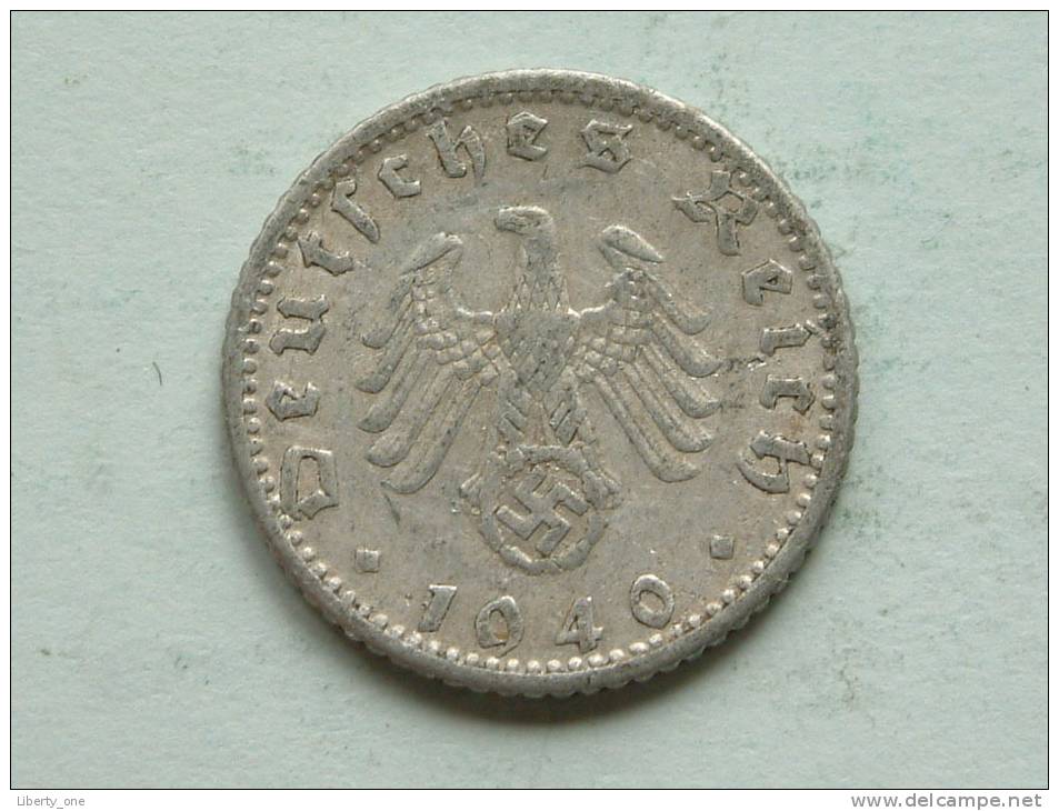 1940 D - 50 Reichspfennig / KM 96 ( Uncleaned - For Grade, Please See Photo ) ! - 50 Reichspfennig