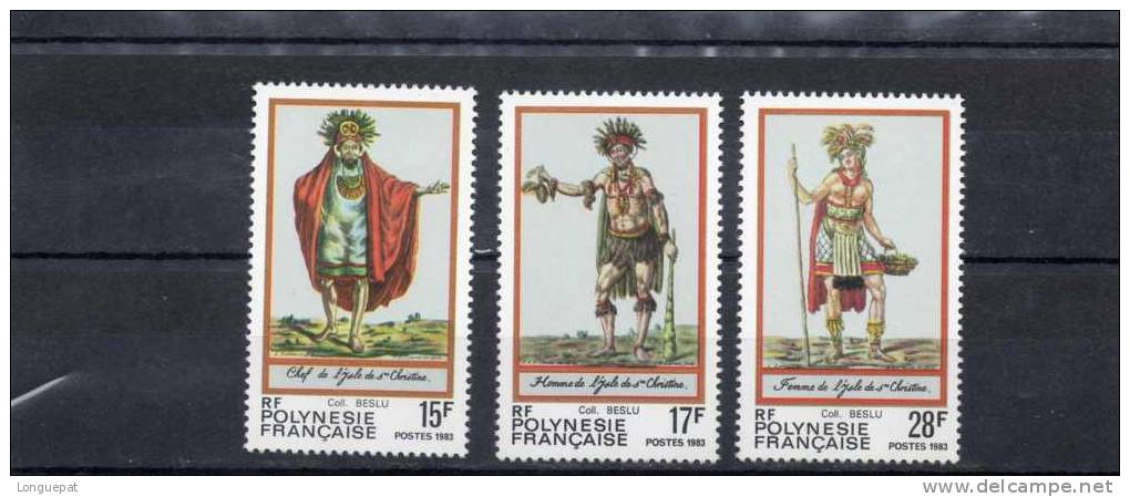 POLYNESIE Française : Folklore Polynésien : Costumes Anciens : Chef, Homme, Femme - Tradition - Coutume - Artisanat - Unused Stamps