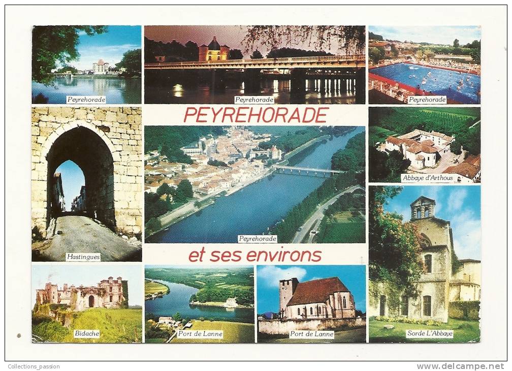 Cp, 40, Peyrahorade, Et Ses Environs, Multi-Vues, Voyagée 1989 - Peyrehorade