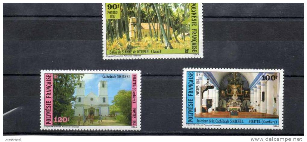 POLYNESIE Française : Edifices Religieux : Eglise De Sainte-Anne De Otepipu, Cathédrale Saint-Michel à Rikitea - Unused Stamps