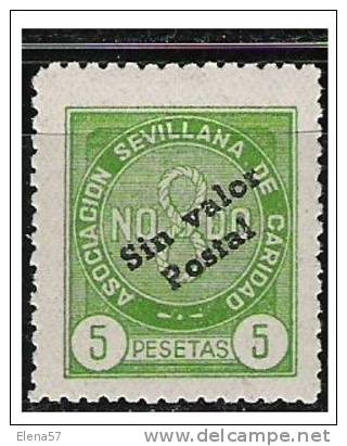 039-SELLO GUERRA CIVIL BENEFICO CARIDAD SEVILLANA** 5 PESETAS LOCAL. - Wohlfahrtsmarken