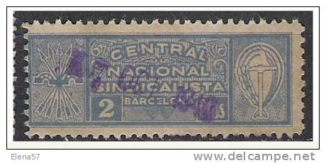 0397-SELLO GUERRA CIVIL C.N.S BARCELONA 2 Pesetas SINDICATO.CENTRAL NACIONAL SINDICALISTA SPAIN CIVIL WAR,POLITICAL LABE - Nationalist Issues