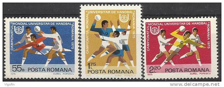 RO 1975-3244-6 CHAMPIONSHIP IN HANDBALL, ROMANIA, 1 X 3v, MNH - Handball