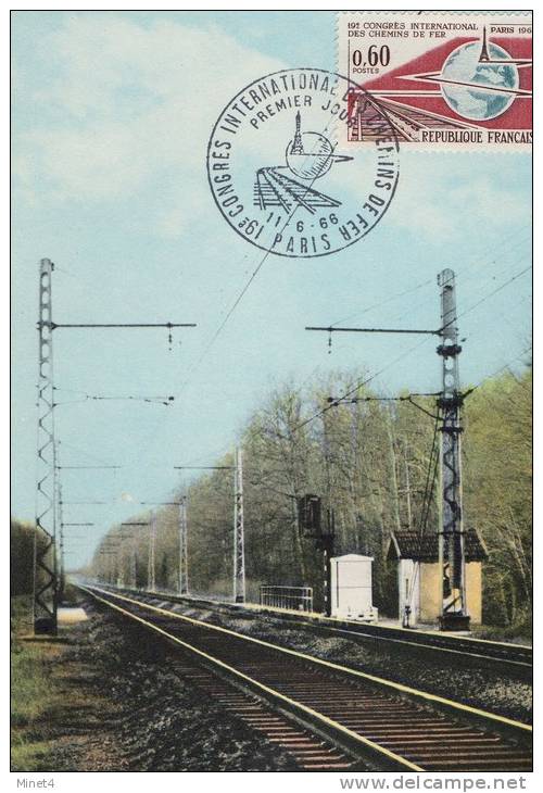 LIGNE ELECTRIFIEE,  AVEC PANNEAU LUMINEUX . 19ème Congrès International Des Chemins De Fer; PARIS 11/6/1966 - Opere D'Arte