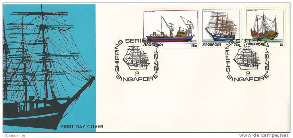 1972  FDC Shipping Series Set Of 3 Special Postmark Shipping Series 2 Singapore 17 -12- 72 - Singapour (1959-...)