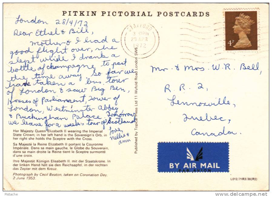 Queen Elizabeth II - Reine - Stamp & Postmark 1972 - Written - 2 Scans - Royal Families