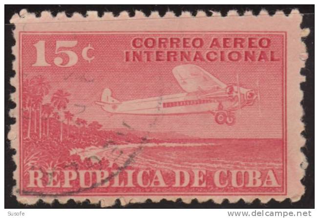 Cuba 1931 Scott C6 Sello º Paisaje Avion Y Costa Cubana Correo Aereo Internacional Michel 82 Yvert PA6 Republica De Cuba - Oblitérés