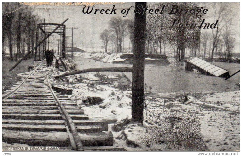 Peru Ind Wreck Of Steel Bridge 1913 Postcard - Otros & Sin Clasificación