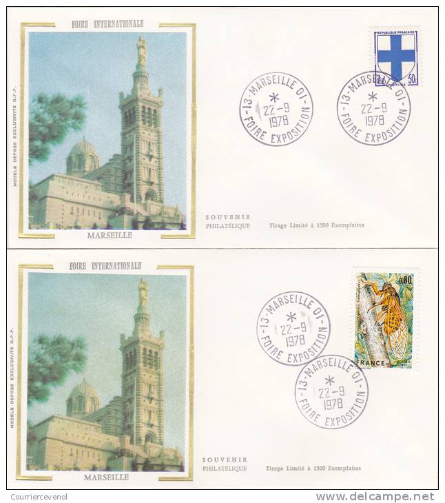 2 Enveloppes Type FDC - Cachet Ordinaire 13 MARSEILLE 01 FOIRE EXPOSITION - 1978 - Manual Postmarks