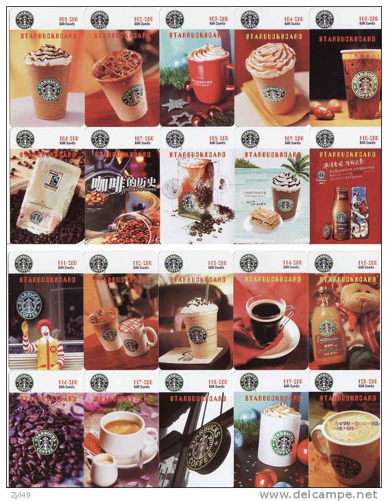 200 different Starbucks coffee commemorative cards