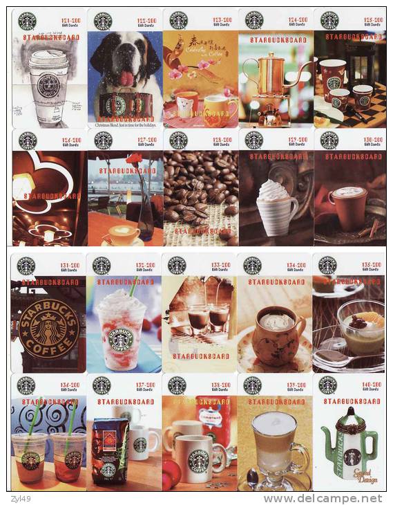 200 different Starbucks coffee commemorative cards