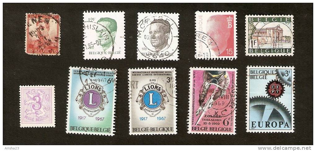 OS.15-1-2 Belgium LOT Set Of 10 - 1912 1957 Figure On Lion 3c 1967 Europa CEPT Jeper Anniversary 1969 Sport 1990 Baudoin - Sammlungen