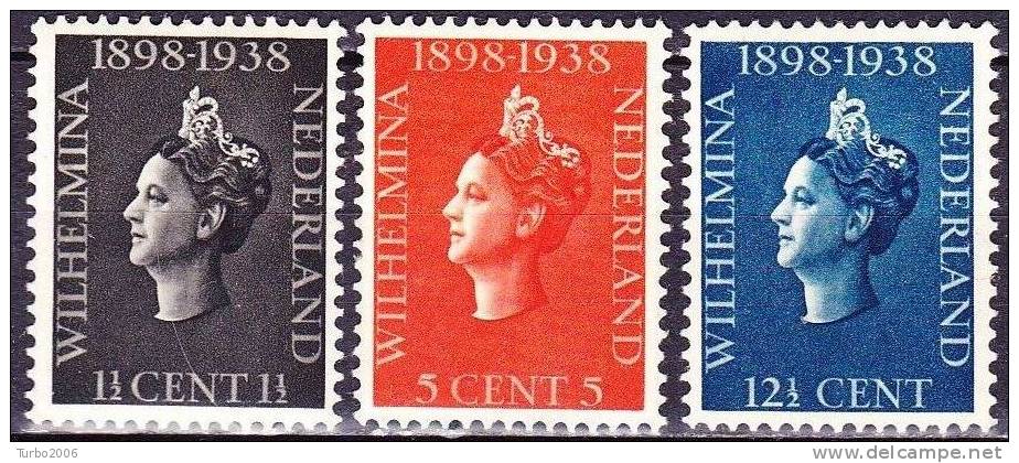 1938 40 Jarig Regeringsjubileum Koningin Wilhelmina Ongestemplde Serie NVPH 310 / 312 - Neufs