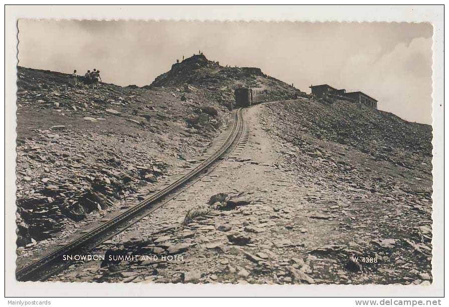 Snowdon Summit And Hotel - RPPC, Train - Caernarvonshire