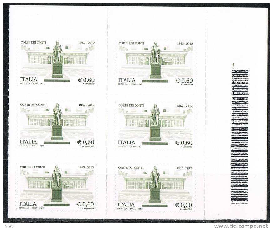 Italia 2012 Sestina  €. 0,60 Corte Dei Conti Nuovi** Integri - Blocks & Sheetlets