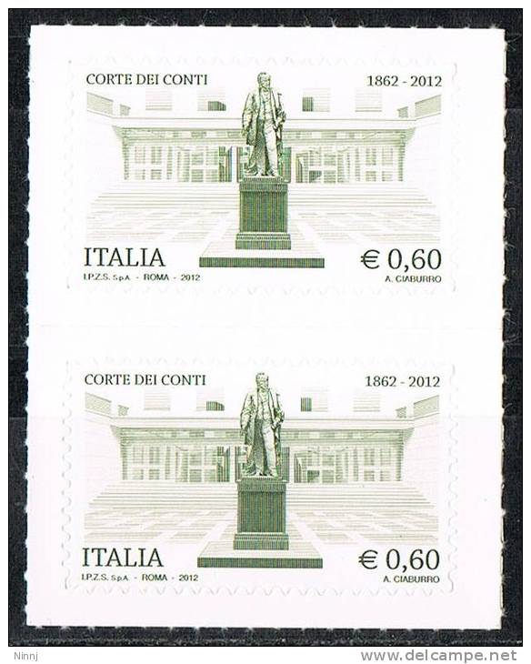 Italia 2012 Coppia  €. 0,60 Corte Dei Conti Nuovi** Integri - Blokken & Velletjes