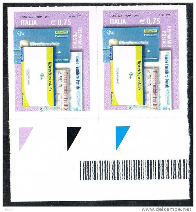 Italia 2011 Coppia  Risparmio Postale €. 0,75  Nuovi** Integri - Blocks & Sheetlets