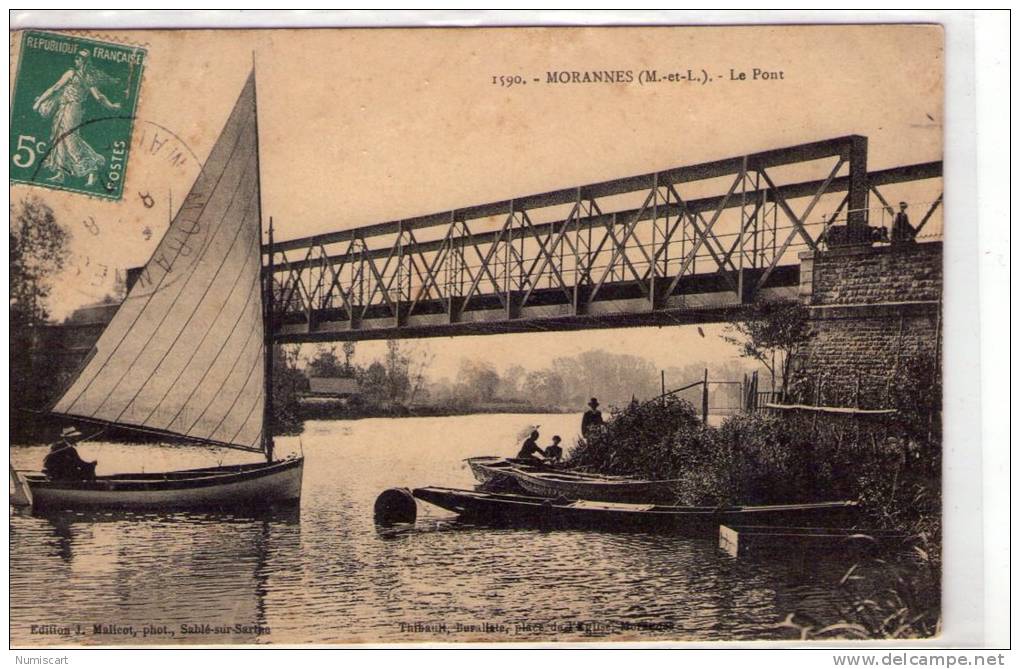 Morannes..animée..le Pont..barques..voilier - Autres & Non Classés