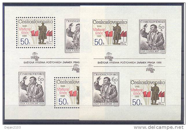 Czechoslovakia 2 Mini Sheets MI#Blocks 77A/B 1988 MNH ** - Blocs-feuillets