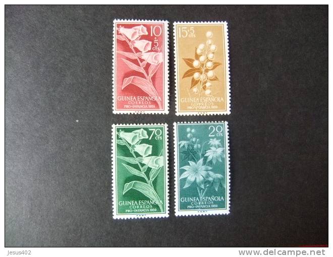 GUINEA ESPAÑOLA   Año 1959 Por La Infancia Indigena   FLORES Edifil Nº391 - 394** Yvert Nº 406 ** 409 ** - Ifni