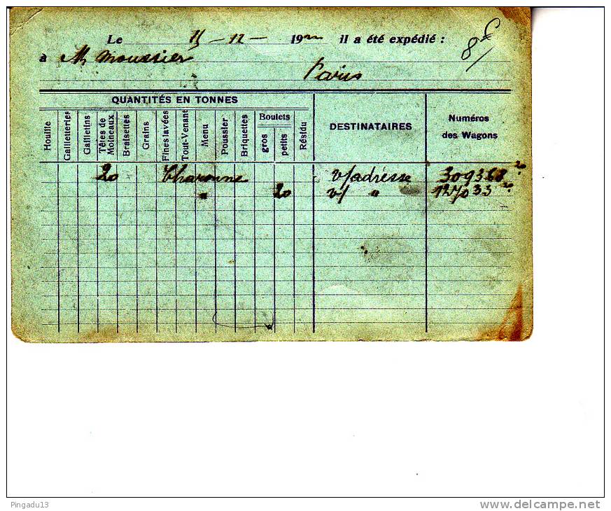 Perforé Perfin Charbonnages Monceau Fontaine Mine Année 1922 à Confirmer - 1909-34