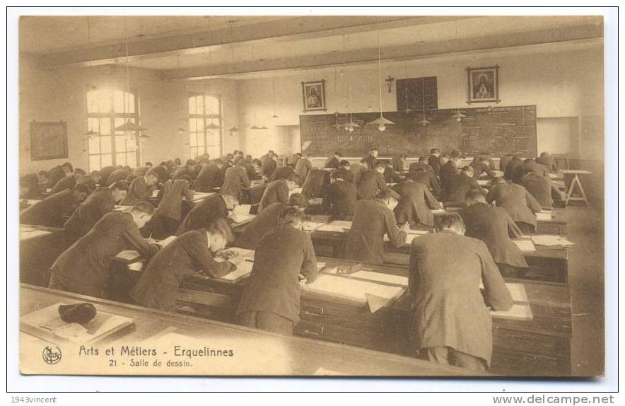 C 7420 - ERQUELINNES - BELGIQUE  - Salle De Dessin - Belle CPA  - Trés Rare - - Erquelinnes