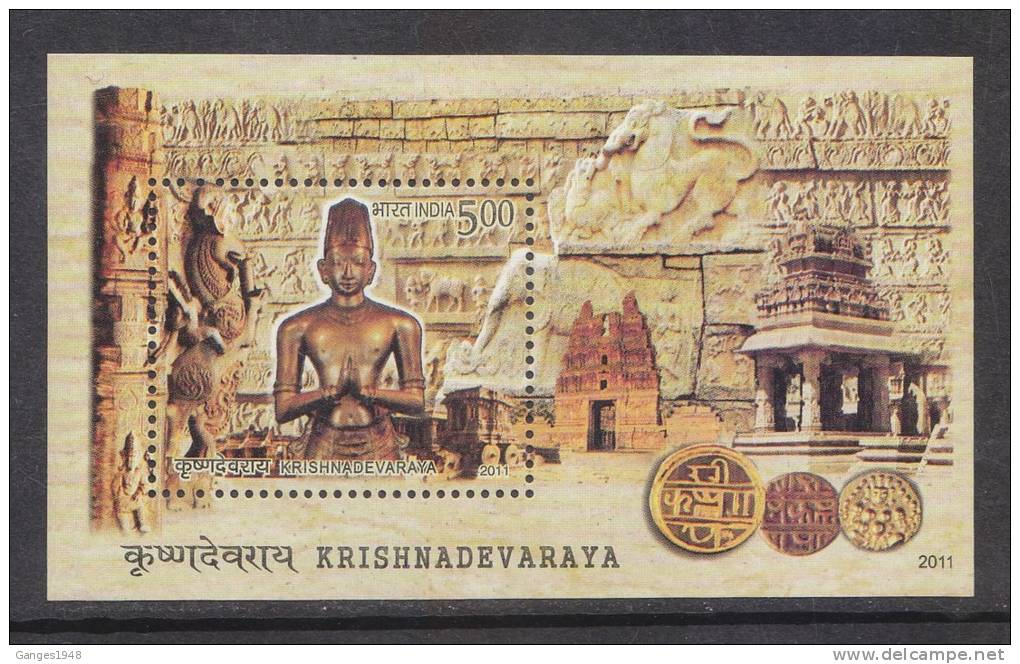 India 2011  KRISHNADEVA RAYA Block Miniature Sheet VIJAYNAGAR EMPIRE # 23621 S  Inde Indien - Blocchi & Foglietti