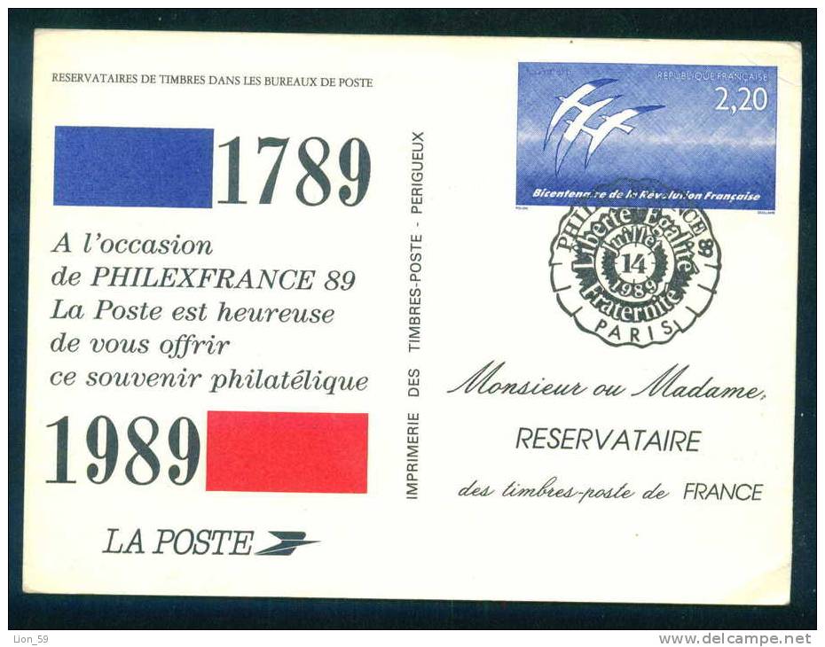 52822 Stationery Entier Ganzsachen 1989 PHILEXFRANCE 89 France Frankreich Francia - Pseudo-officiële  Postwaardestukken