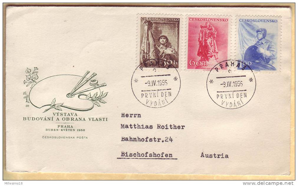 1956 &#268;eskoslovensko Cecoslovacchia Praga Praha Bratislava First Day Cover - FDC