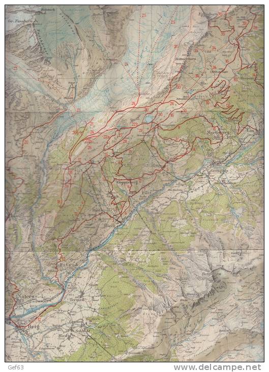 Exkursionkarte Vom Aletschgebiet - Eggishorn-Bettmerhorn - Mapas Topográficas