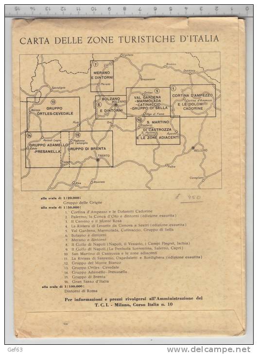 Carta Delle Zone Turistiche D´Italia - Val Gardena, Marmolada, Catinaccio, Gruppo Di Sella - Topographical Maps