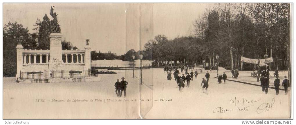 Lyon  Monument Des Légionnaires  Entrée Du Parc De Le Tête D'Or Carte Panoramique: 28x11    Voir Scan - Autres & Non Classés