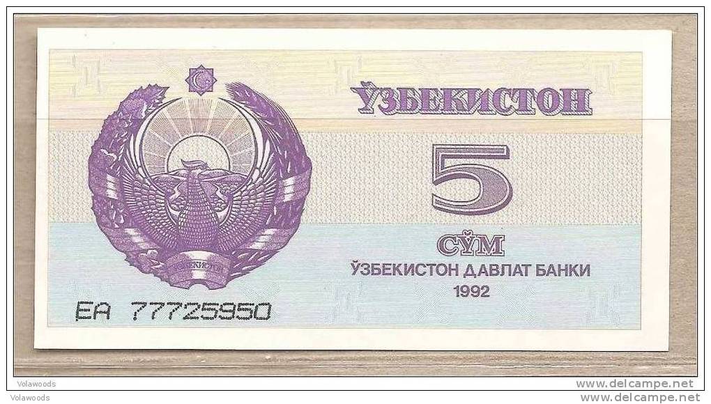 Uzbekistan - Banconota Non Circolata FdS UNC Da 5 Som P-63a - 1992 #19 - Ouzbékistan