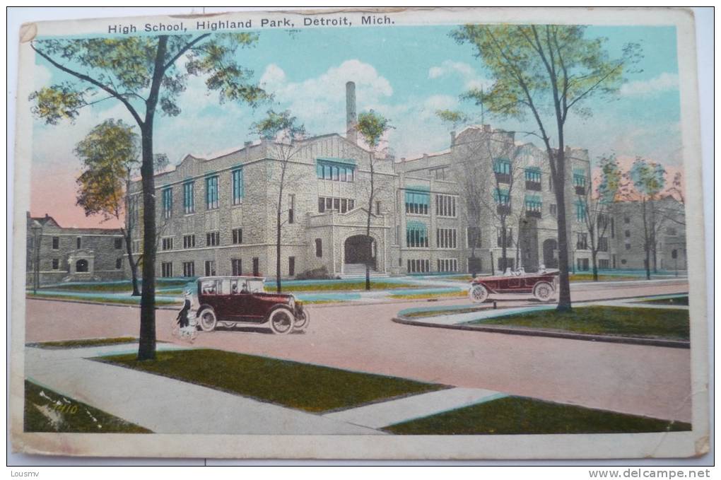 Detroit - Michigan - High School - Highland Park - Animée - Colorisée - Voitures - Livened Up - Colorized - Cars - Detroit