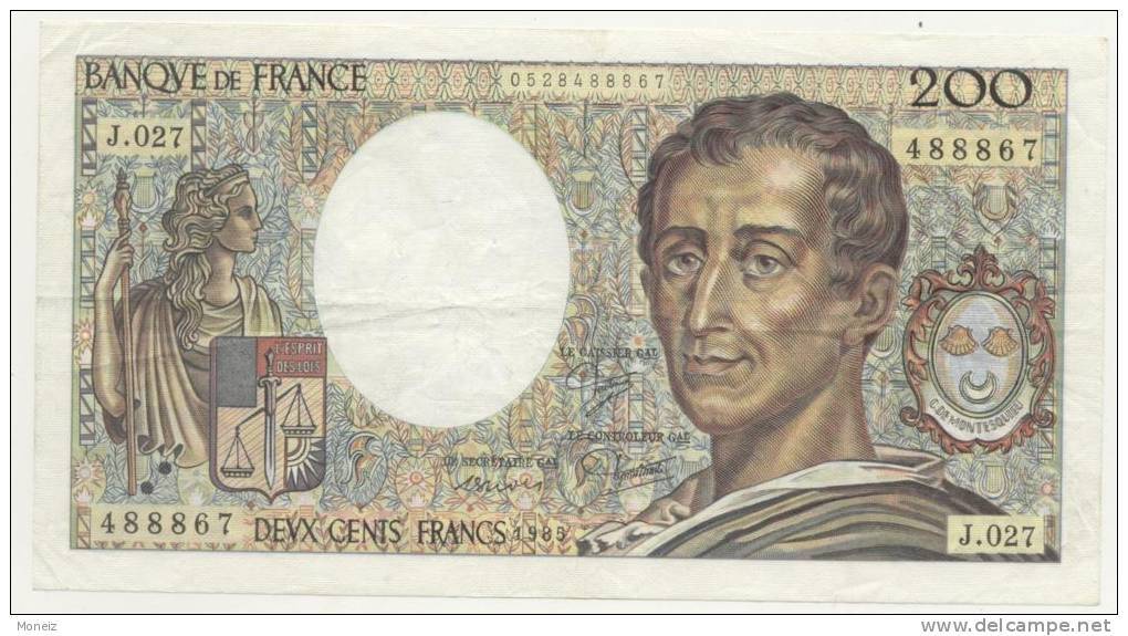 200 FRS 1985 J027  Numéro 488867 - 200 F 1981-1994 ''Montesquieu''