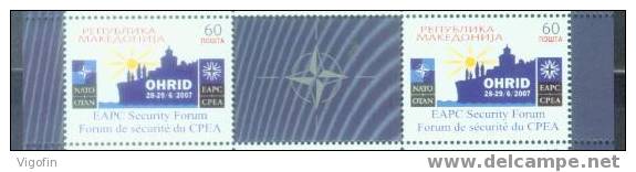 MK 2007-437 EAPC SECURITY FORUM AND NATO, MACEDONIA, 2 X 1v + Labels, MNH - NATO