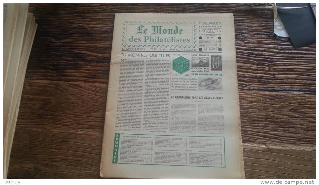 LOT 271 JOURNAL LE MONDE DES PHILATELISTES EDITION N°296 - Other & Unclassified