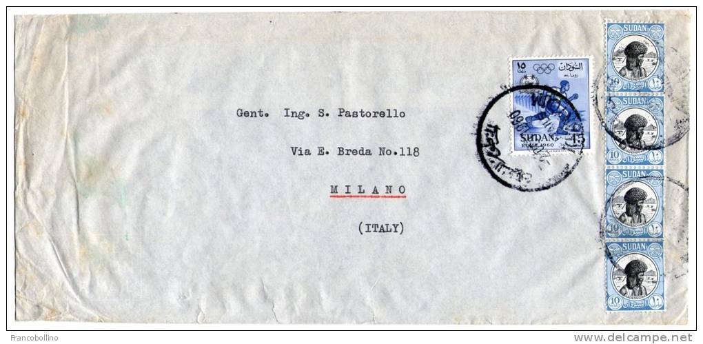 SUDAN/SOUDAN - COVER TO ITALY 1960 / THEMATIC STAMP-OLYMPIC GAMES ROMA 15mms- FOOTBALL - Sudan (1954-...)