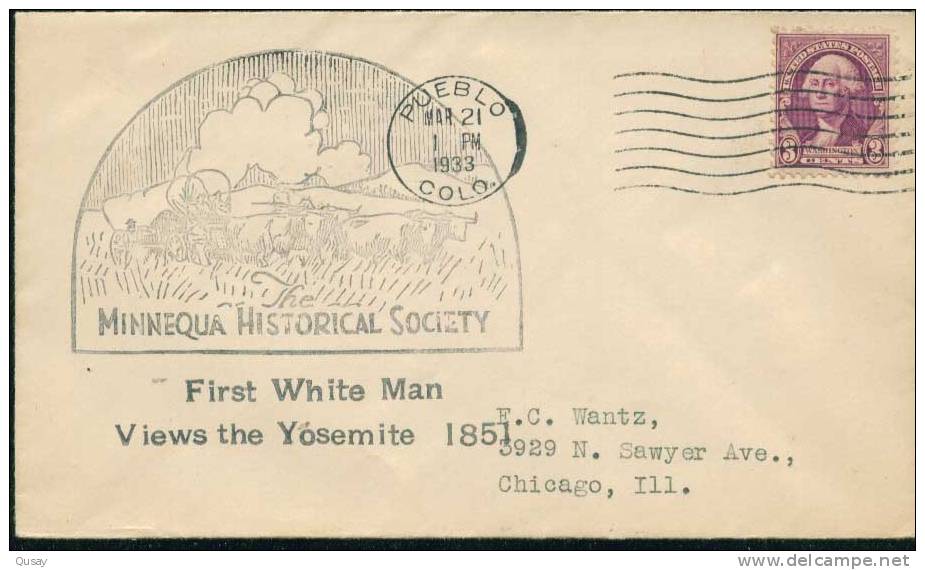 George Washington , 1933 USA Used Cover, Minnequa Historical Society - Otros & Sin Clasificación