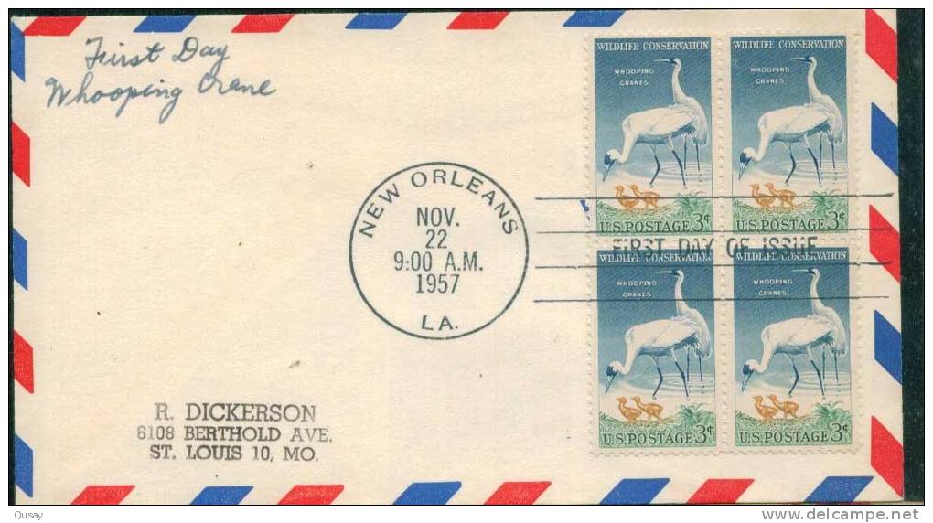 Wildlife Ation , Bird Crane  , 1957 USA Used FDC - Andere & Zonder Classificatie