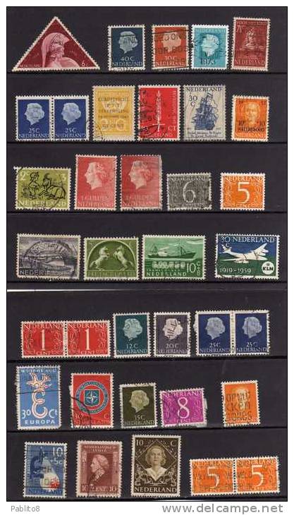 NETHERLANDS - PAESI BASSI - HOLLAND - NEDERLAND - OLANDA LOT OF 36 STAMPS - LOTTO DI 36 FRANCOBOLLI USED - Collections