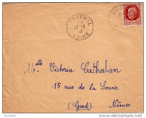 LOIRE-L'ARSENAL DU 17-9-1942 SUR 1F50 PETAIN. - Manual Postmarks