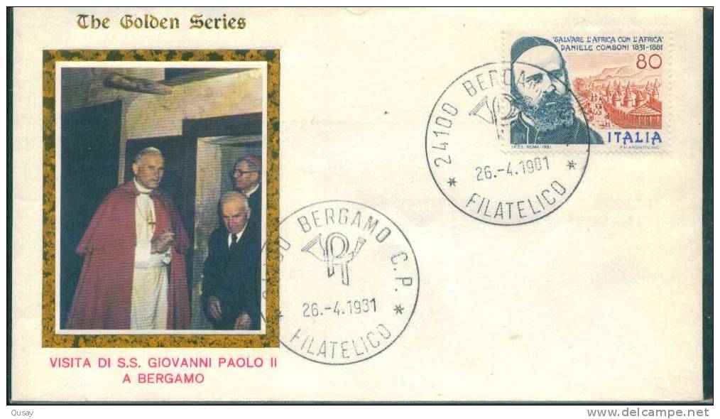 Hand, Visita Di S.s. Giovani Paolo II A Bergamo , Pope John Paul II, Italy Comm Cover - Other & Unclassified