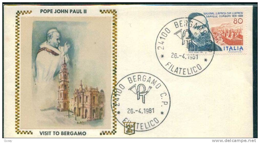 Hand, Visita Di S.s. Giovani Paolo II A Bergamo , Pope John Paul II, Italy Comm Cover - Andere & Zonder Classificatie