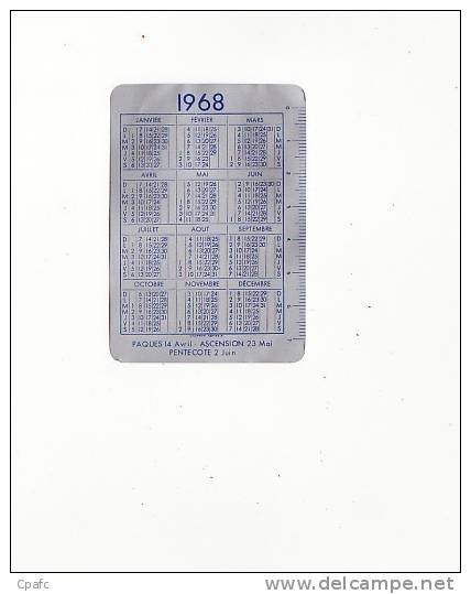 Calendrier 1968 Avec Publicité "poivrossage"  (étui à Poivre Breveté) - Small : 1961-70