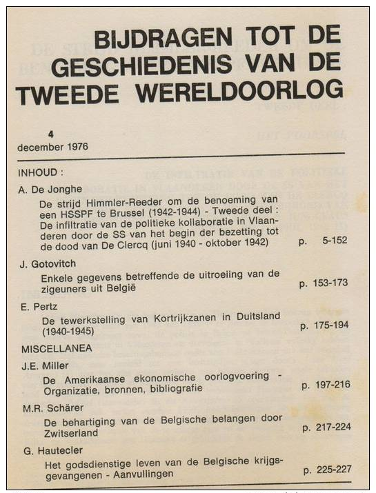 Bijdragen Tot De Geschiedenis Van De Tweede Wereldoorlog Nummer 4 - Guerre 1939-45